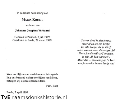 Maria Koulil- Johannes Josephus Verhaard